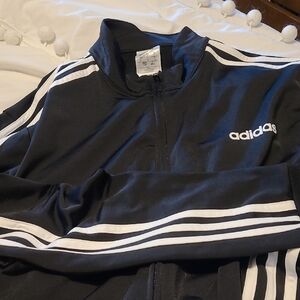 Adidas Black Track Jacket with White Stripes
